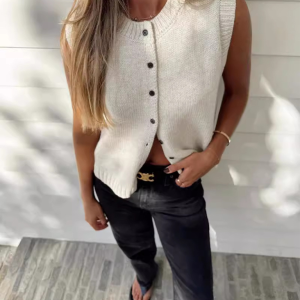 Knitted vest vest casual versatile single-breasted knitted cardigan top