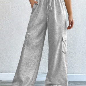 Workwear wide-leg casual pants casual style high waist pocket pants