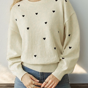 Women's Valentine's Day Heart Crew Neck Sweater