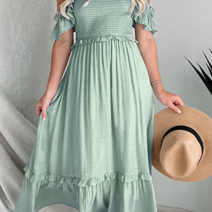 Women's solid color halter back midi dress