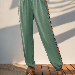 Women's casual sports pants with stitching and webbing sweatpants