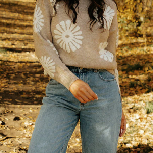 New style flower knitted casual pullover sweater