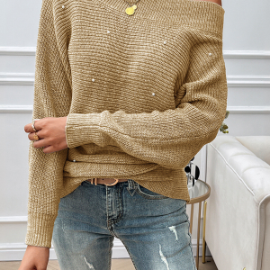 Women's casual loose solid color long sleeve sweater