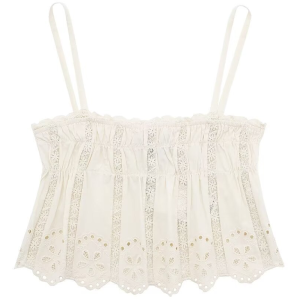 Ladies new embroidered beige tank top