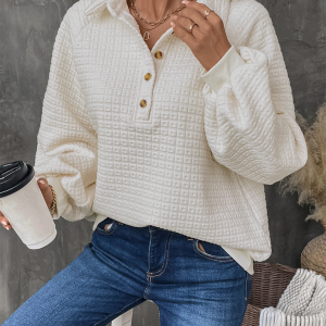 Loose solid color textured casual all-match pullover sweatshirt