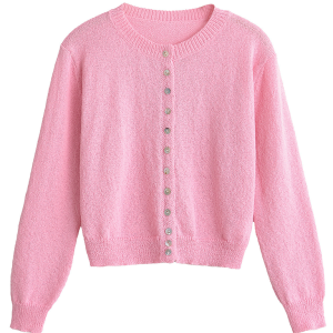 New street fashion round neck simple knitted jacket