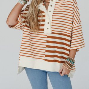 Women's Oversized Striped Patchwork Top