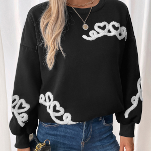 New Casual Round Neck Towel Embroidery Sweatshirt
