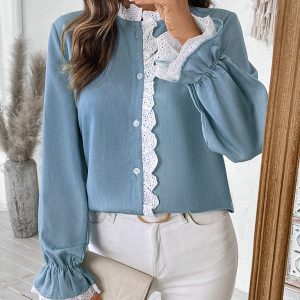 Long Sleeve Lace Cardigan Shirt Top
