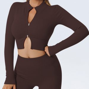Fitness Sports Yoga Long Sleeve Zipper Top