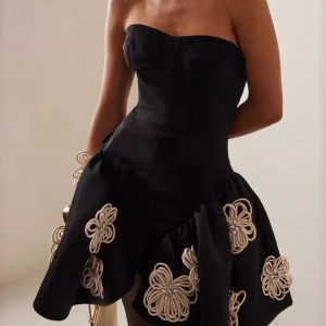 Black Floral Bandage Dress with Tutu Tutu