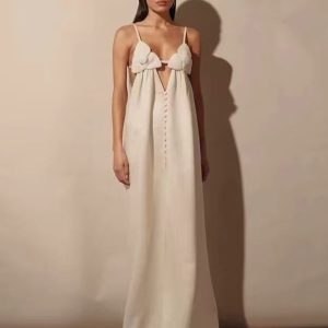 Fashion V-neck suspender dress loose sleeveless holiday dress