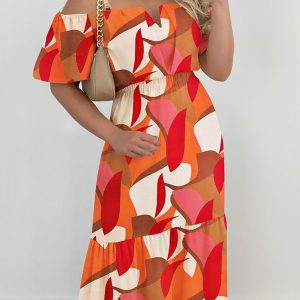 Women's high waist stitching contrast color one shoulder short sleeve dress