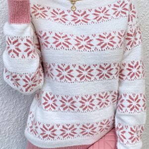Women's Knitted Half Turtleneck Christmas Snowflake Sweater