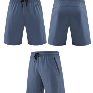 Men's breathable loose fit quick-drying training zipper shorts