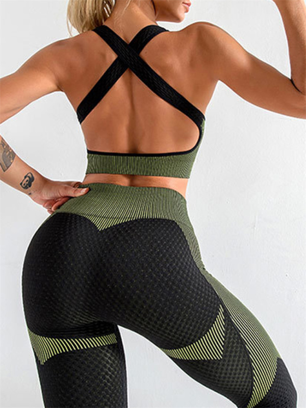 Women's Halter Neck Yoga Tank Top + High Waist Tight Yoga Pants Two-Piece Set - Image 2