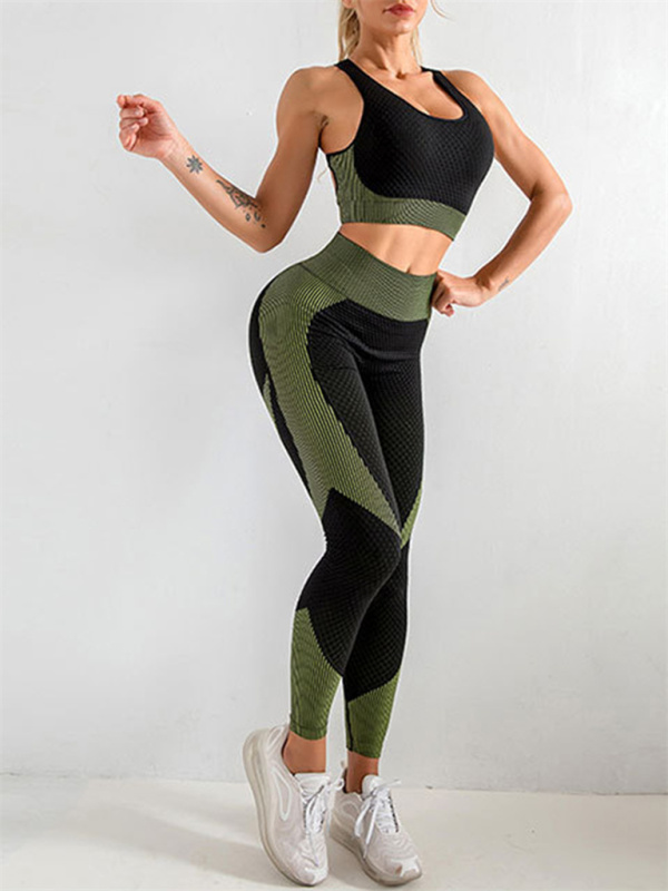 Women's Halter Neck Yoga Tank Top + High Waist Tight Yoga Pants Two-Piece Set - Image 4