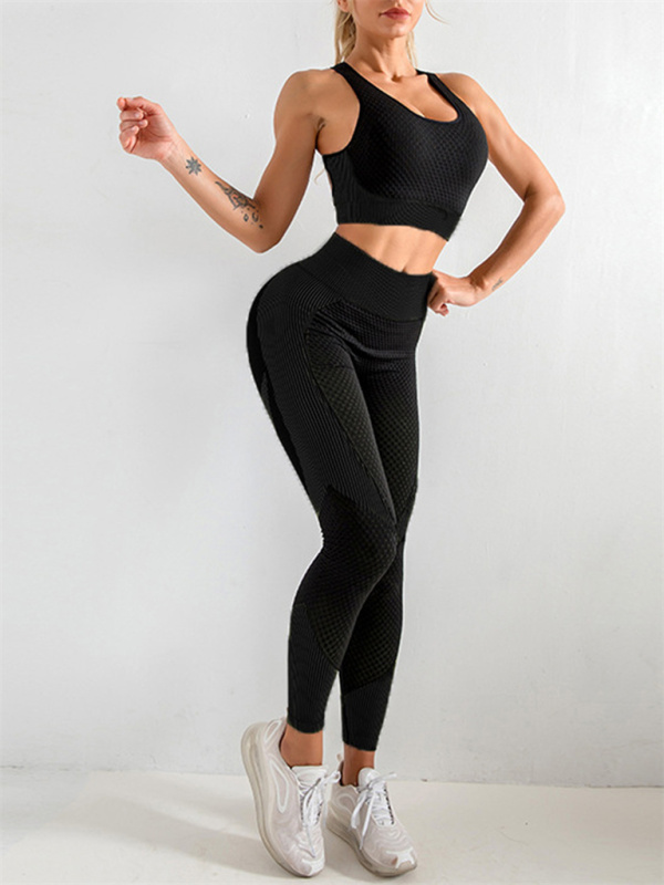 Women's Halter Neck Yoga Tank Top + High Waist Tight Yoga Pants Two-Piece Set - Image 6