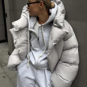 Women's Fashion Quilted Puffy Polyester Coat