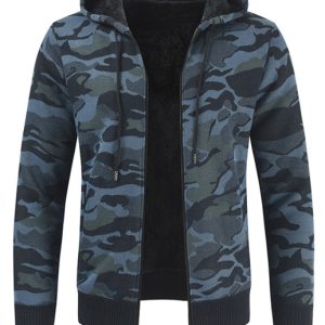 Men's Hooded Sweater Cardigan Camo Hooded Athleisure Sweater
