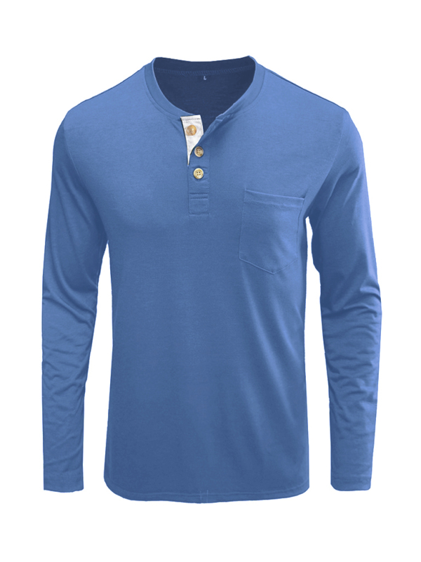 Men's long-sleeved t-shirt foreign trade t-shirt solid color bottoming shirt - Image 3