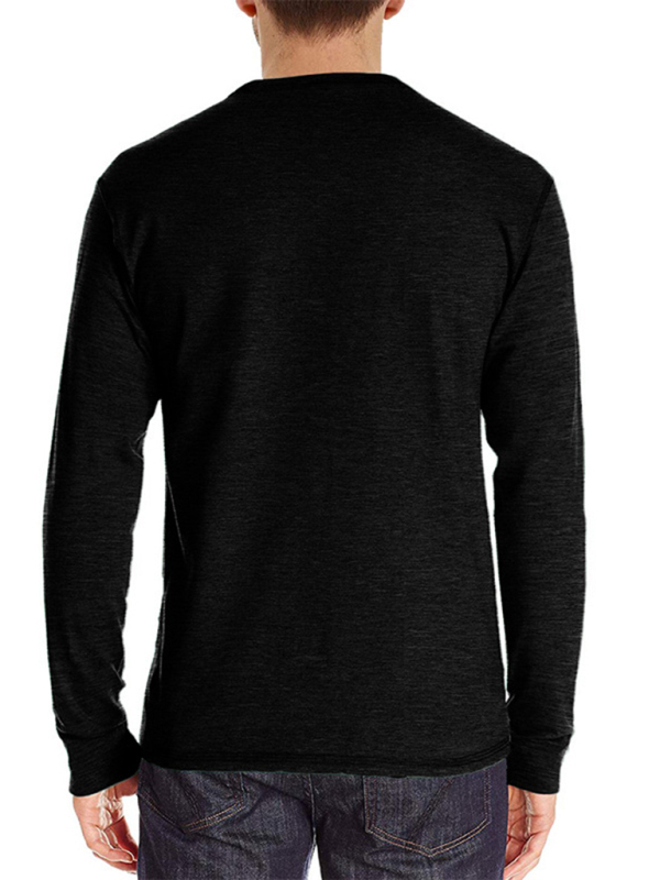 Men's long-sleeved t-shirt foreign trade t-shirt solid color bottoming shirt - Image 11