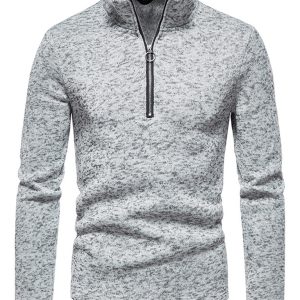 Men's solid color turtleneck zipper long sleeve sweatshirt