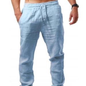 Men's solid elasticated waist loose-fitting casual pants