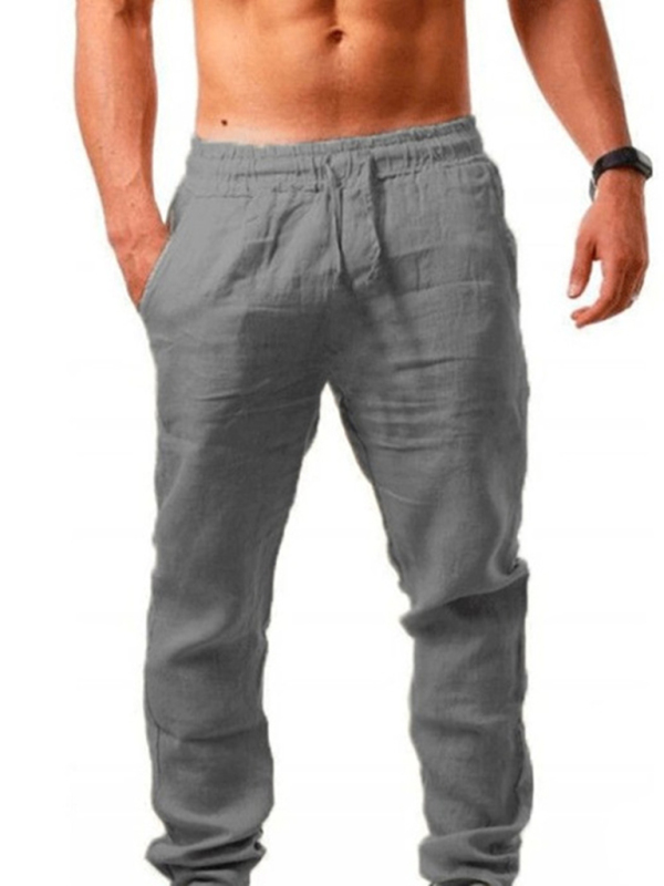Men's solid elasticated waist loose-fitting casual pants - Image 2