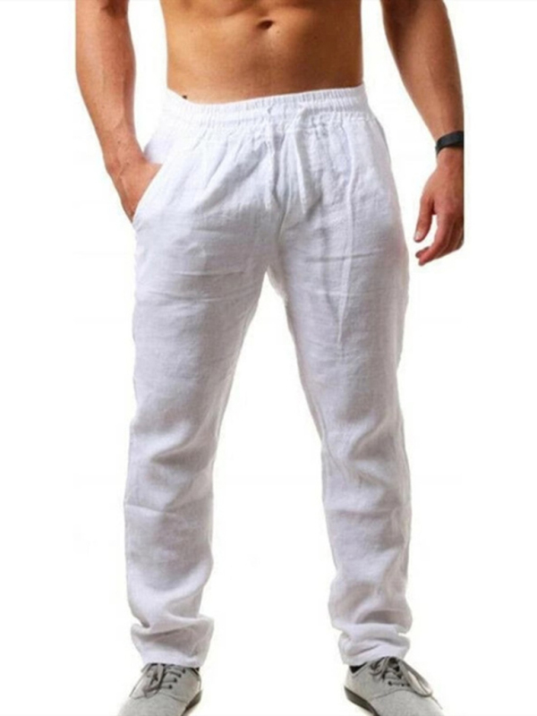 Men's solid elasticated waist loose-fitting casual pants - Image 7