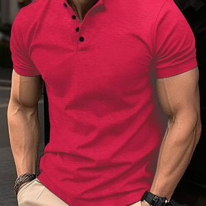 New Men's Button Henley Collar Sports Polo Shirt