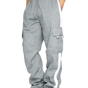 Men's autumn and winter velvet loose multi-pocket lanyard overalls