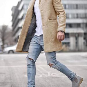 Men's youth woolen coat mid-length coat