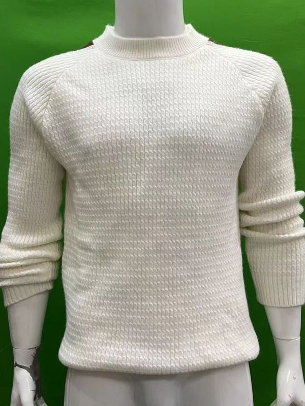 Men's Casual Fashion Shoulder Contrast Color Long Sleeve Knitted Sweater - Image 2