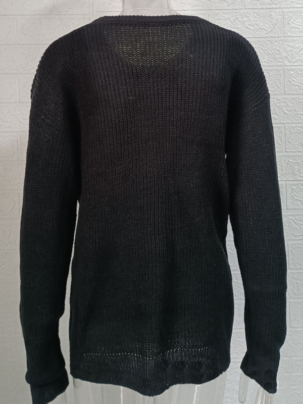 Men's new solid color round neck long sleeve pullover sweater - Image 5