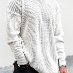 Men's new solid color round neck long sleeve pullover sweater