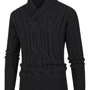 Men's new solid color twist pullover long-sleeved sweater