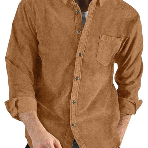 Long-sleeved shirt corduroy lapel button loose casual jacket