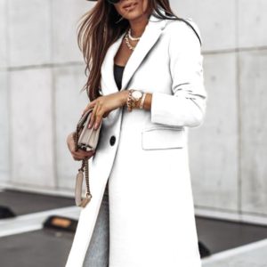 Autumn And Winter Leisure Long Sleeved Tweed Coat