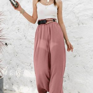 High Waist Skinny Straight Casual Wide Leg Pants