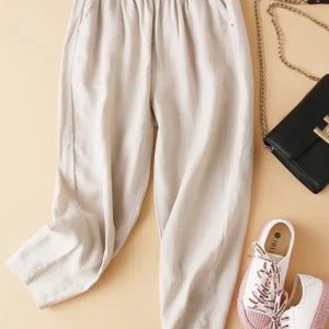 Cotton and linen cropped pants women's summer thin loose all-match carrot harem pants