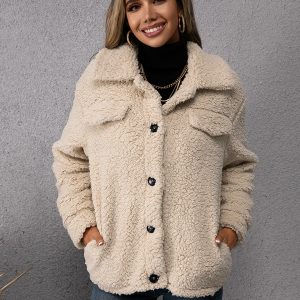 Loose Casual Lapel Plush Jacket Lamb Fleece Coat
