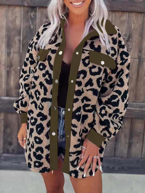 Women's casual furry clothes plush jacket women leopard print furry jacket - Image 3