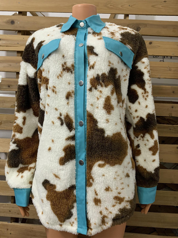 Women's casual furry clothes plush jacket women leopard print furry jacket - Image 8