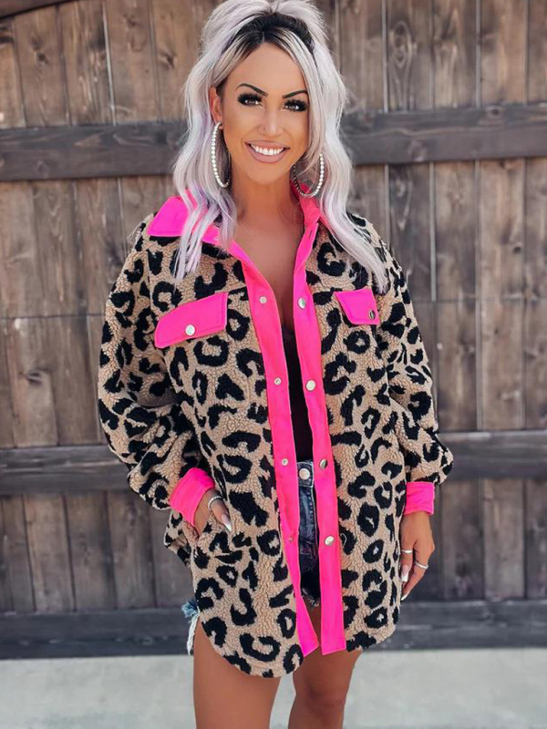 Women's casual furry clothes plush jacket women leopard print furry jacket - Image 11
