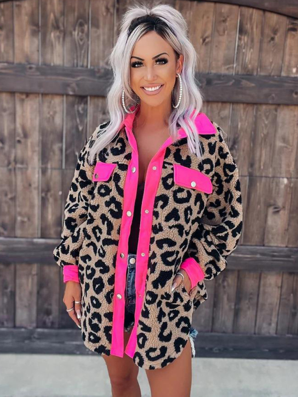 Women's casual furry clothes plush jacket women leopard print furry jacket - Image 12