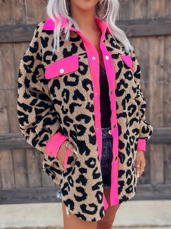 Women's casual furry clothes plush jacket women leopard print furry jacket - Image 10