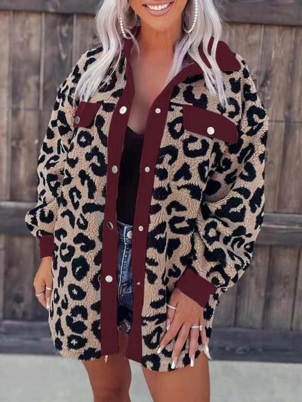 Women's casual furry clothes plush jacket women leopard print furry jacket - Image 6