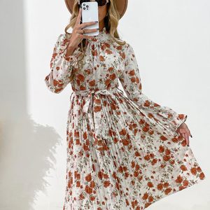 Floral Print Casual Long Sleeve Dress