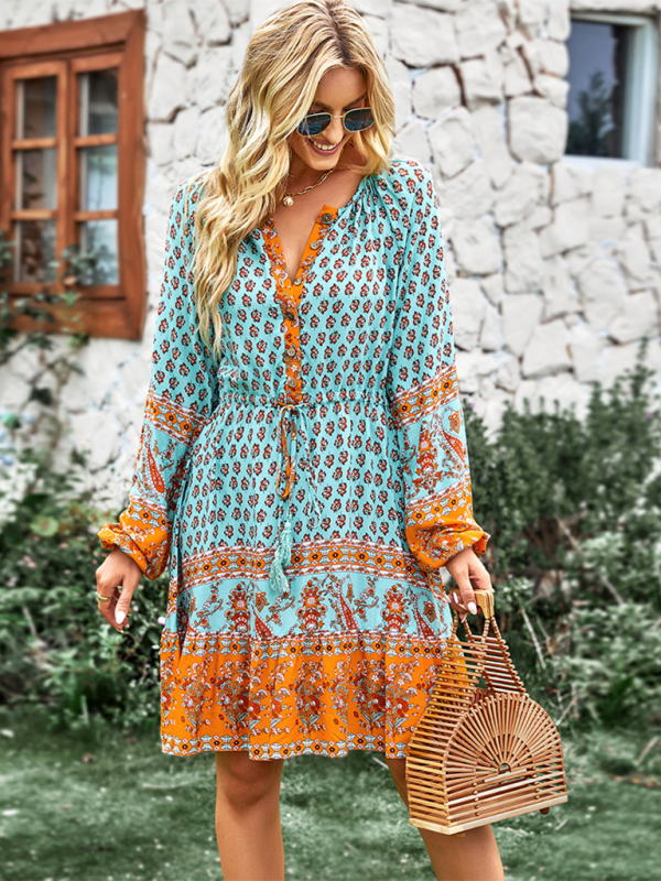 Bohemian Print Vacation Dress for Women - Image 10